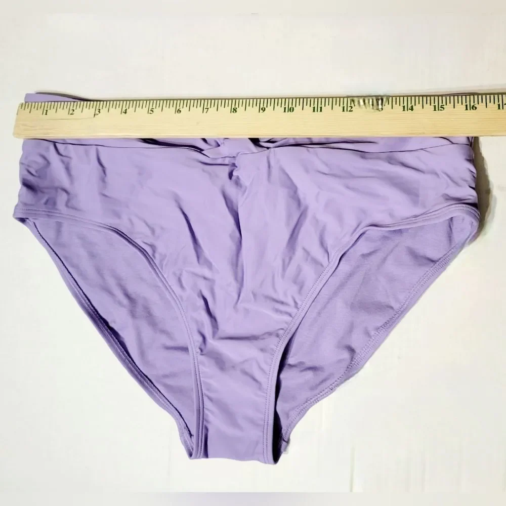 Time & Tru Women's L 12/14 Keyhole Halter Top + High Waisted Bikini Lavender NWT